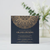 NAVY GOLD CLASSIC VERZIERT MANDALA GRAND ÖFFNUNG EINLADUNG (Stehend Vorderseite)