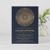 NAVY GOLD CLASSIC VERZIERT MANDALA GRAND ÖFFNUNG EINLADUNG (Stehend Vorderseite)