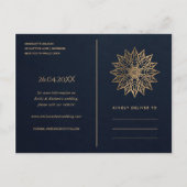 NAVY GOLD CLASSIC VERZIERT MANDALA SAVE THE DATE ANKÜNDIGUNGSPOSTKARTE (Rückseite)