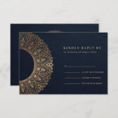 NAVY GOLD CLASSIC VERZIERT MANDALA WEDD RSVP (Vorne/Hinten)