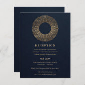 NAVY GOLD CLASSY VERZIERT MANDALA WEDDING REZEPTIO BEGLEITKARTE (Vorne/Hinten)