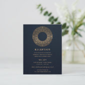 NAVY GOLD CLASSY VERZIERT MANDALA WEDDING REZEPTIO BEGLEITKARTE (Stehend Vorderseite)