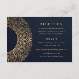 NAVY GOLD CLASSY VERZIERT MANDALA WEDDING REZEPTIO BEGLEITKARTE