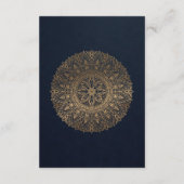 NAVY GOLD CLASSY VERZIERT MANDALA WEDDING REZEPTIO BEGLEITKARTE (Rückseite)