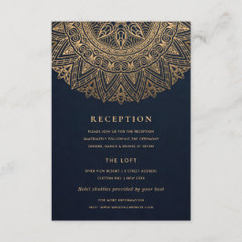 NAVY GOLD CLASSY VERZIERT MANDALA WEDDING REZEPTIO BEGLEITKARTE