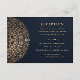 NAVY GOLD CLASSY VERZIERT MANDALA WEDDING REZEPTIO BEGLEITKARTE