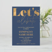 Navy Gold Company Weihnachten Party Feiern Einladung (Stehend Vorderseite)
