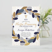 Navy Gold Confetti Nurse Pinning Graduation Party Einladung (Stehend Vorderseite)