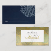 NAVY GOLD DAHLIA FLORA BAR BAT MITZVAH PLATZKARTEN VISITENKARTE (Vorne/Hinten)