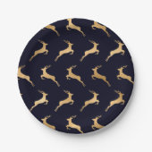 Navy Gold Deer Pattern Pappteller (Vorderseite)