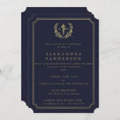 Navy/Gold Doktor der Osteopathischen Medizin Grad  Einladung (Vorne/Hinten)