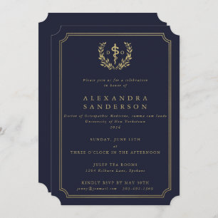 Navy/Gold Doktor der Osteopathischen Medizin Grad  Einladung