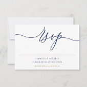 Navy Gold Einfache Minimalistische Hochzeit RSVP Karte (Vorderseite)