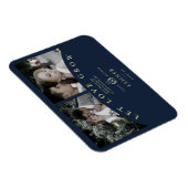 Navy Gold Elegant 2 Fotos ließ Liebe Hochzeit wach Magnet (Rechte Seite)