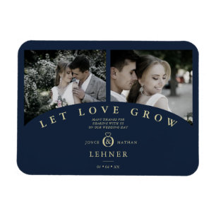 Navy Gold Elegant 2 Fotos ließ Liebe Hochzeit wach Magnet
