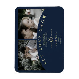 Navy Gold Elegant 2 Fotos ließ Liebe Hochzeit wach Magnet