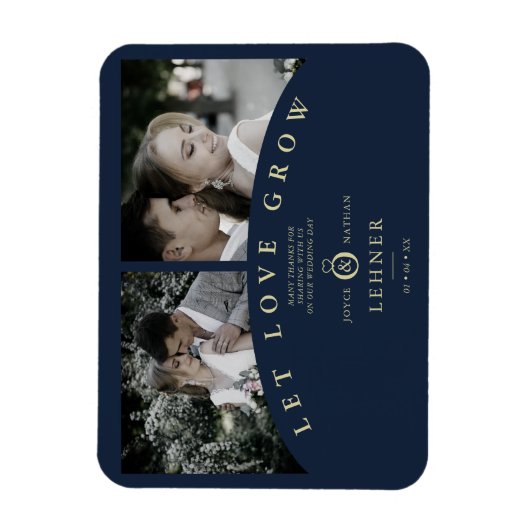 Navy Gold Elegant 2 Fotos ließ Liebe Hochzeit wach Magnet (Vertikal)