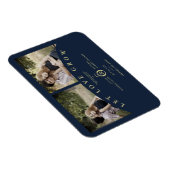Navy Gold Elegant 2 Fotos ließ Liebe Hochzeit wach Magnet (Rechte Seite)