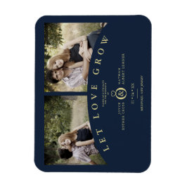 Navy Gold Elegant 2 Fotos ließ Liebe Hochzeit wach Magnet