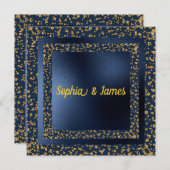 Navy & Gold Elegante Glitzern Verlobung laden Einladung (Vorne/Hinten)