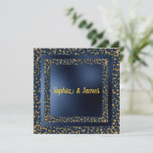 Navy & Gold Elegante Glitzern Verlobung laden Einladung (Stehend Vorderseite)