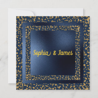Navy & Gold Elegante Glitzern Verlobung laden Einladung