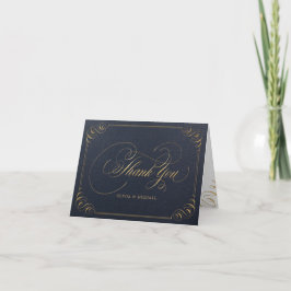 Navy gold elegante Kalligraphie Vintag vielen Dank Dankeskarte