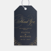 Navy Gold elegante kalligraphische Hochzeit danke Geschenkanhänger (Vorderseite)
