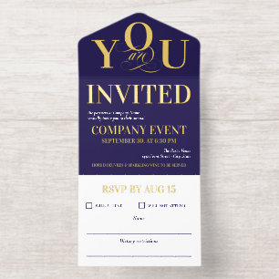 Navy Gold Elegante Typografie Corporate Event All-in-One-Einladung