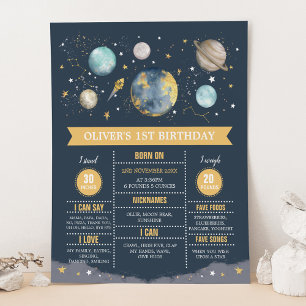 Navy Gold Erste Reise um die Sonne Geburtstagsstat Poster