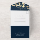 Navy Gold Eucalyptus Vow Renewal All In One Einladung (Außenbereich)
