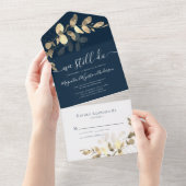 Navy Gold Eucalyptus Vow Renewal All In One Einladung (Abreißen)