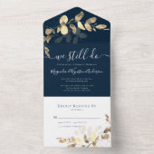 Navy Gold Eucalyptus Vow Renewal All In One Einladung (Innen Boden)