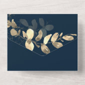 Navy Gold Eucalyptus Vow Renewal All In One Einladung (Rückseite)