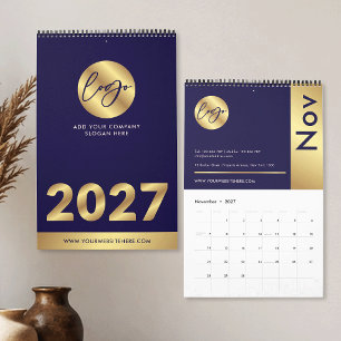 Navy & Gold Firmenlogo Markenmarketing 2027 Kalender
