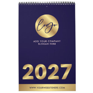Navy & Gold Firmenlogo Markenmarketing 2027 Kalender