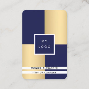 Navy-Gold-Firmenlogo QR-Code Visitenkarte