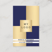 Navy-Gold-Firmenlogo QR-Code Visitenkarte (Vorderseite)