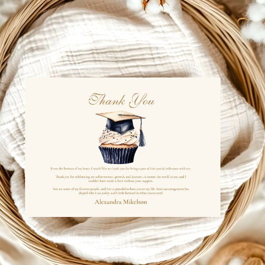 Navy Gold Floral Abschluss Dankeskarte