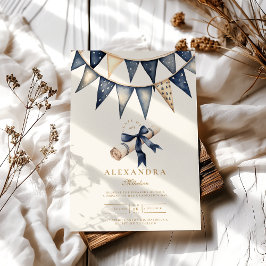 Navy Gold Floral Abschluss Einladung