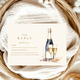 Navy Gold Floral Abschluss RSVP Karte