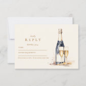 Navy Gold Floral Abschluss RSVP Karte (Vorderseite)