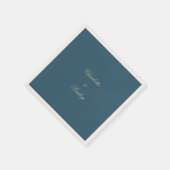 Navy Gold Floral Boho Hochzeit Serviette (Ecke)