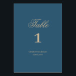 Navy Gold Floral Boho Hochzeit Tischnummer<br><div class="desc">Navy Gold Floral Boho Hochzeitsfeier Tischnummer</div>