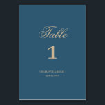 Navy Gold Floral Boho Hochzeit Tischnummer<br><div class="desc">Navy Gold Floral Boho Hochzeitsfeier Tischnummer</div>