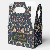 Navy & Gold Floral Christmas Pattern Geschenkschachtel (Geöffnet)