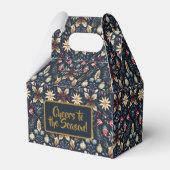 Navy & Gold Floral Christmas Pattern Geschenkschachtel (Vorderseite)