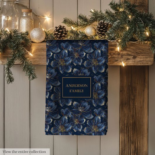Navy Gold Floral Dish Towel Chic Personalized Gift Geschirrtuch