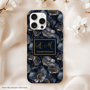 Navy Gold Floral iPhone Hülle Chic Quinceañera Ges