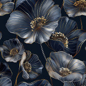 Navy Gold Floral Napkins Elegante Monogram Accent Serviette